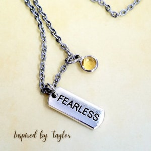 Fearless Necklace Inspired by Tay | 18" Silver Stainless Steel Chain w/ Fearless Charm and 2" Extender | Swifty Merch Gifts For Her