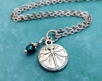 Dragonfly Necklace For Women | 18" Silver Stainless Steel Chain w/ Charm and 2" Extender | Optional Tiny Charm | Gifts for her | Outlander