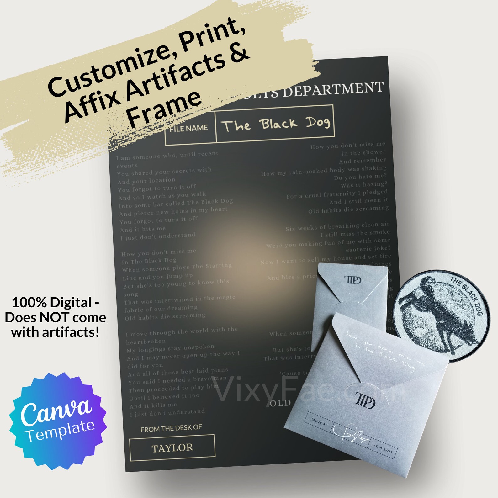 TTPD Artifacts Display Poster Canva Template for ALL Variants ...