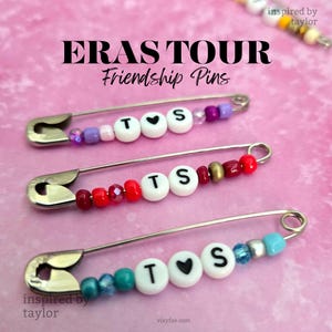 Eras Tour Friendship Pins | 2.2 inch Silver Pins | Colors & Designs Vary | Swifty Friendship Pin Party Favors | 80s Safety Pins Beaded Pins