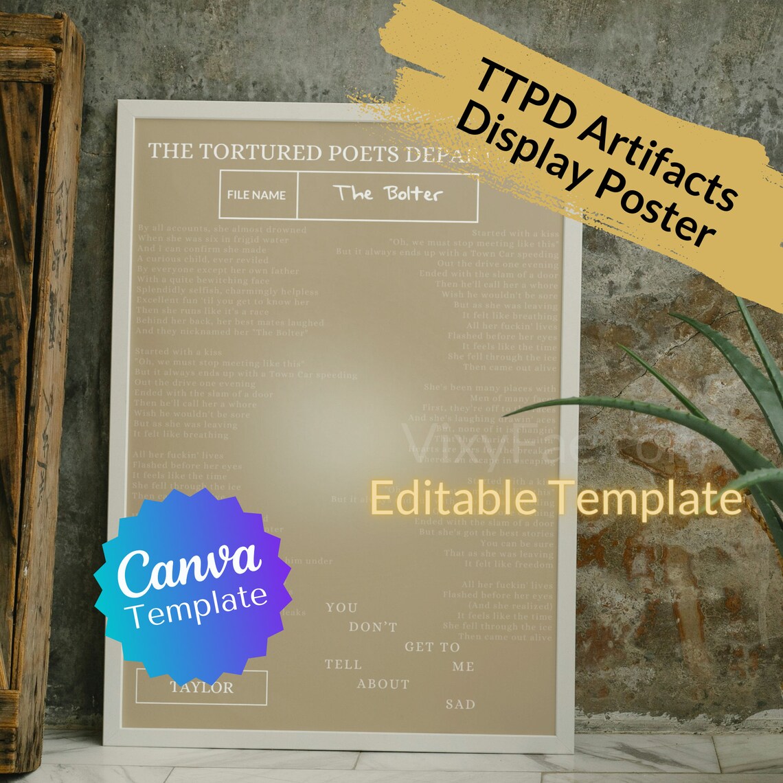 TTPD Artifacts Display Poster Canva Template for ALL Variants ...