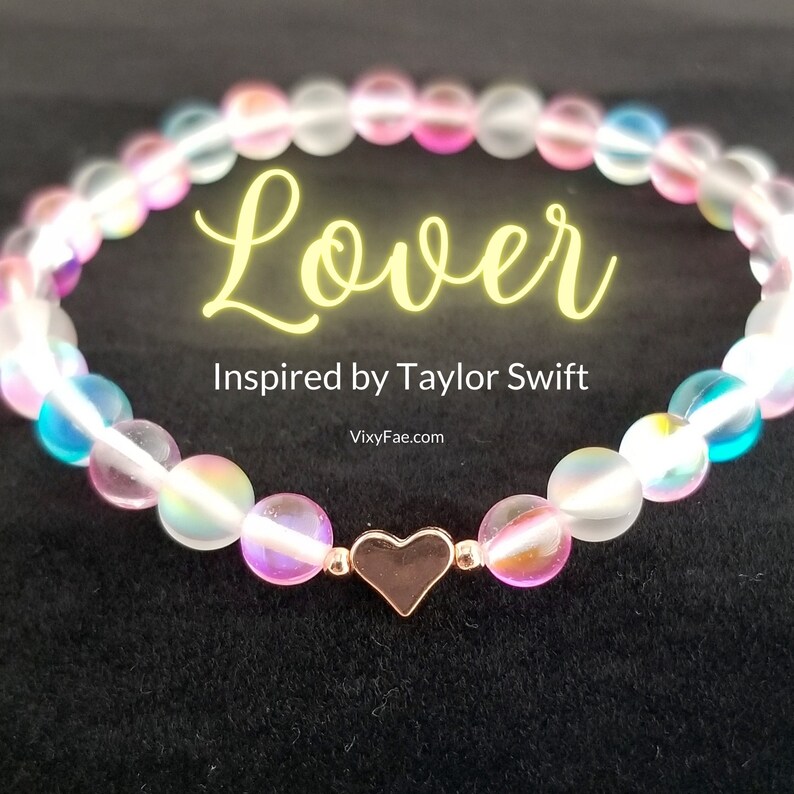 Taylor Swift Lover Bracelet  6mm Pink Blue Purple Mystic image 1