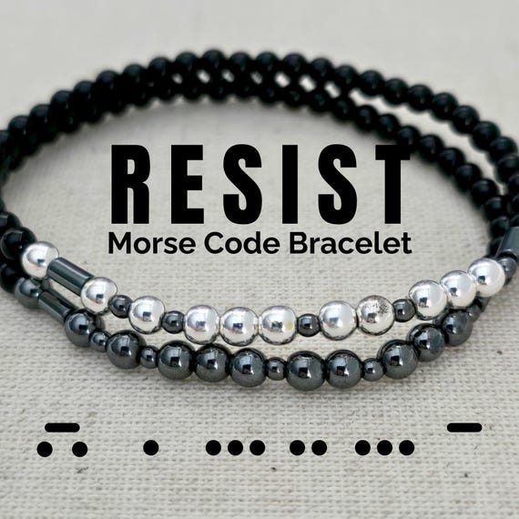 Resist Morse Code Bracelet, Resist Jewelry, Resist Bracelet Men