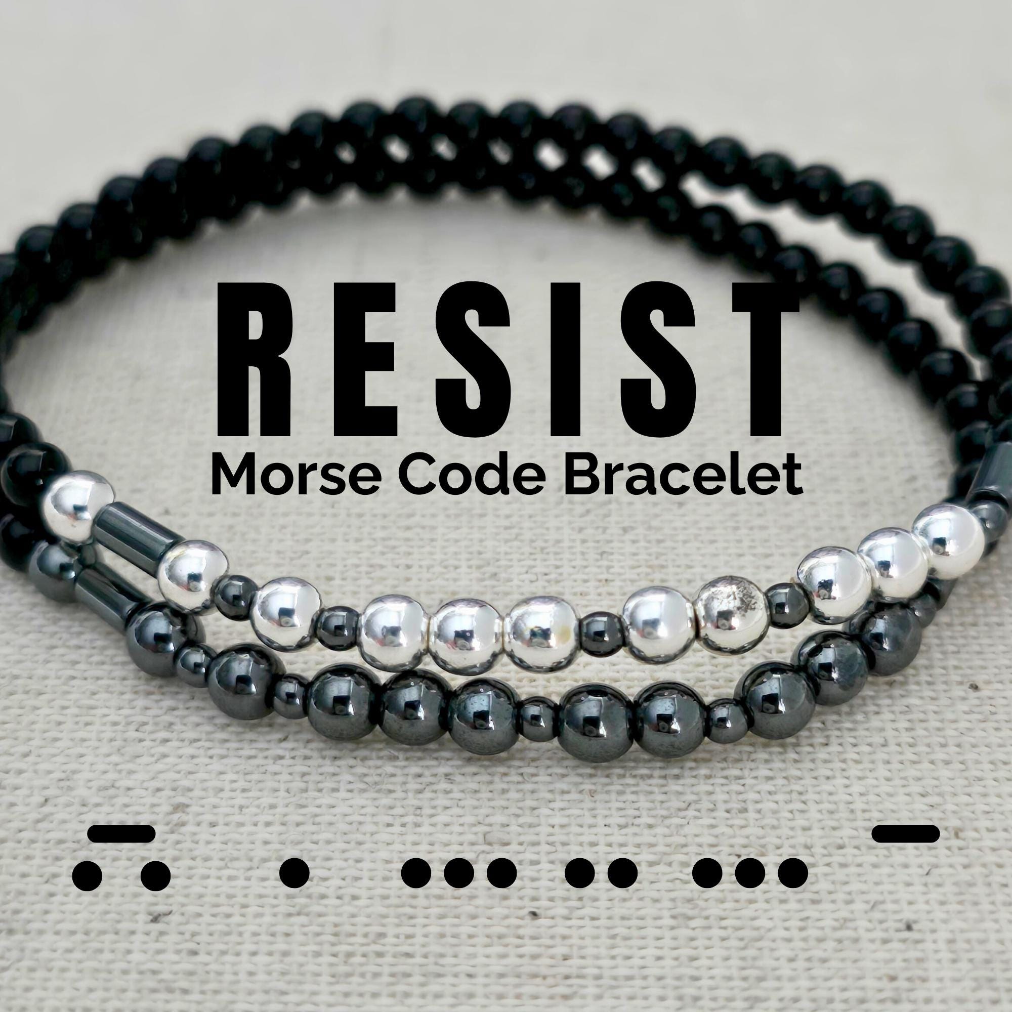 Resist Morse Code Bracelet, Resist Jewelry, Resist Bracelet Men