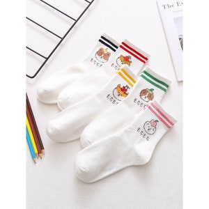 Cute bear socks | Kawaii socks | Quarter socks | Crew socks | Women socks | Set of 5 socks