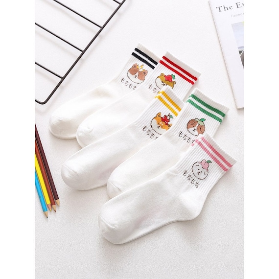 Kawaii Bear Socks | Women's Quarter Socks, Set of 5