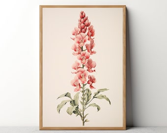 Snapdragon Flower Painting - French Country Farmhouse Printable - Botanical Print, Wildflower, Wild Flower Print - 122