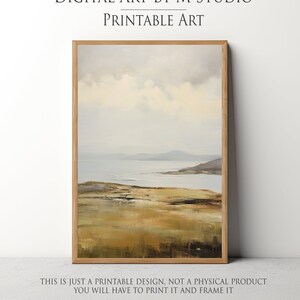 Vintage Seaside Landscape Painting - Antique Muted Wall Art - Digital Printable 41