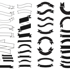 Banner SVG Bundle, Banner Clipart, Banner Vector, Banner Outline, Banner cut File, Banners Svg - Instant Download