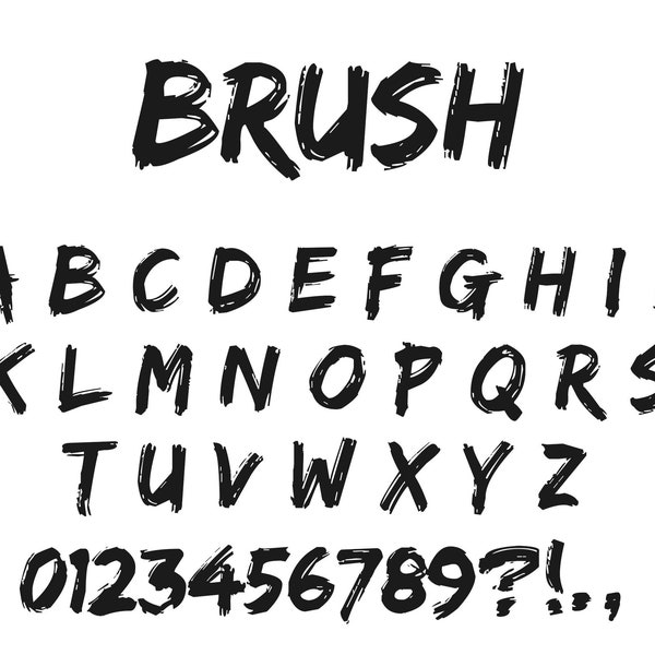 Brush Font SVG, Alphabet svg, Brush Clipart, Brush Brush Schriftart svg, Distressed Font - Instant Download