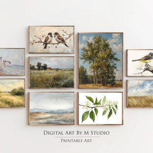 Rustic Gallery SET of 9 Prints - Neutral Vintage Gallery, Nature Wall Art, French Country Decor, Home Decor - GA21 - Digital Download