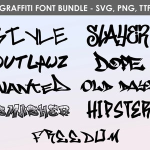 9 Graffiti Fonts, Urban Font - Font Bundle SVG, PNG, TTF - Alphabet Letters & Numbers Cricut Fonts - Digital Download