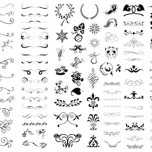 212 Decorative Elements SVG, Ornaments svg, Flourishes Svg, Vines Svg, Text Dividers Svg, Dividers Borders Svg - Instant Download