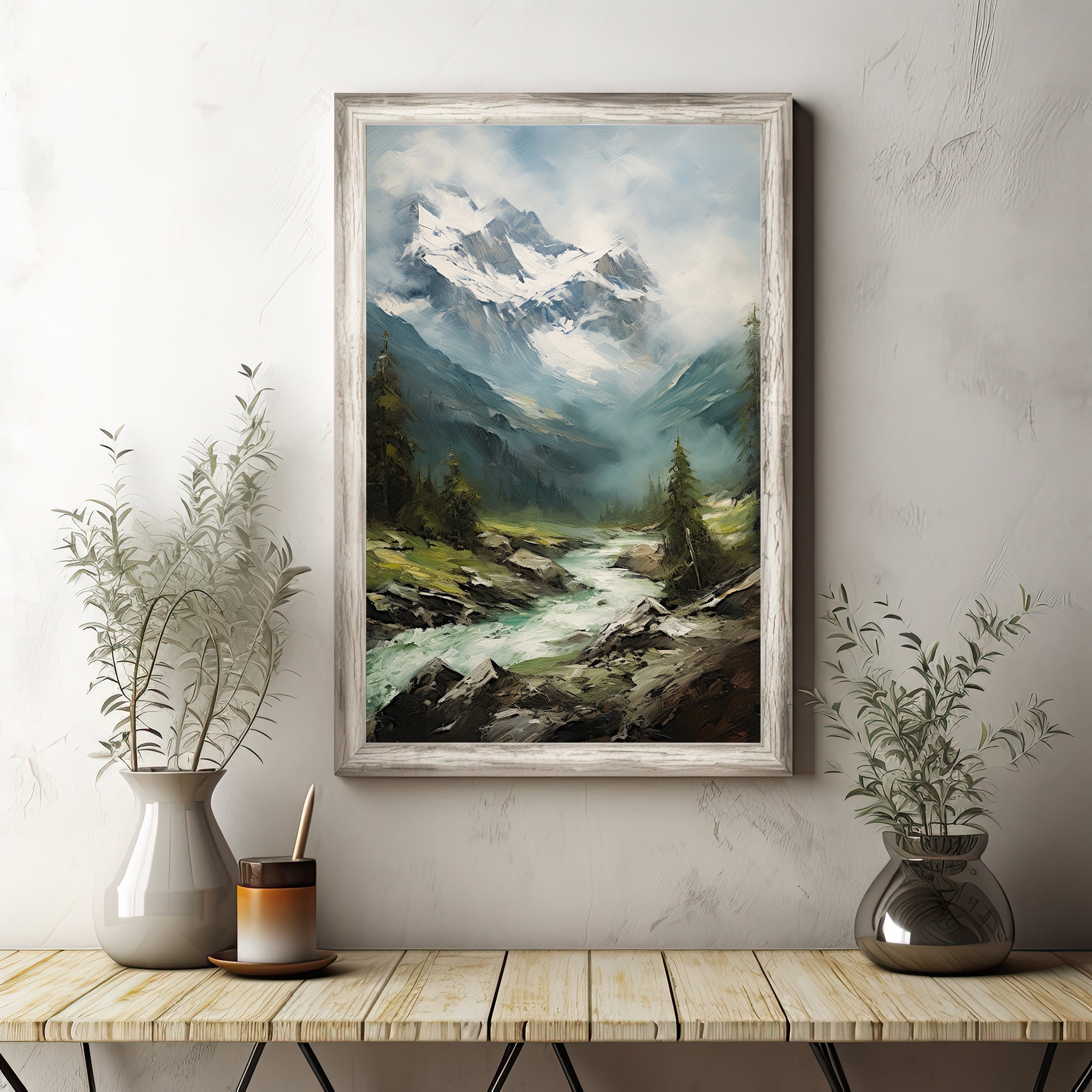 山の風景 デジタルアート A3相当 山の風景の背景セット（高解像度）