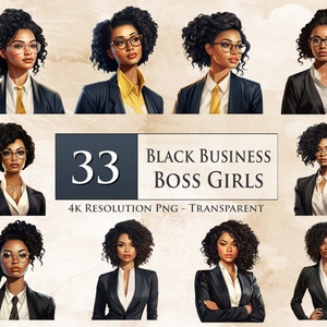 33 Black Business Women PNG Bundle, Boss Girl, Afro Girl, Black Lady Boss Clipart, Black Afro Woman, Business Woman Clipart