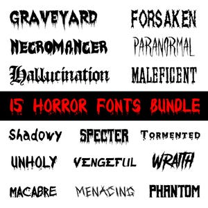 15 Horror Fonts SVG, PNG, TTF - Horror Alphabet Svg, Horror Letters Svg, Cut files for Cricut, Canva Fonts - Halloween Font, Scary Font