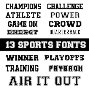 13 Sports Fonts Bundle - SVG, PNG, TTF/Otf - Varsity Font - College Font - Sport Font, Baseball Font - Digital Download