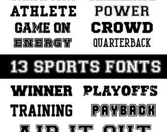 13 Sports Fonts Bundle - SVG, PNG, TTF/Otf - Varsity Font - College Font - Sport Font, Baseball Font - Digital Download