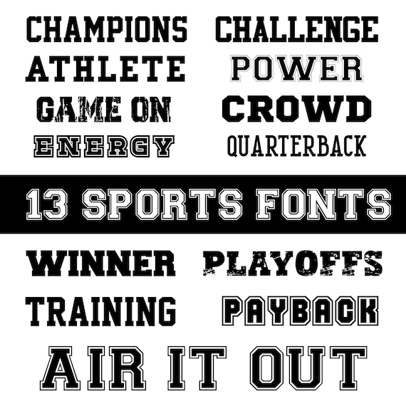 13 Sports Fonts Bundle - SVG, PNG, TTF/Otf - Varsity Font - College Font - Sport Font, Baseball Font - Digital Download
