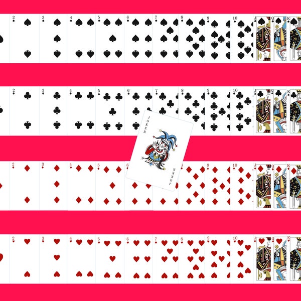 52 Playing Cards SVG, PNG - Poker Cards Svg, Full Deck Svg, Heart, Spades, Clubs, Diamonds Svg, Printable