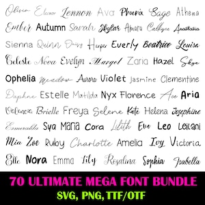 70 Ultimate Mega Font Bundle - Font Bundle TTF, SVG, Heart font, Cricut, Canva Font, Script Font, Procreate Fonts, Crafting font - Digital