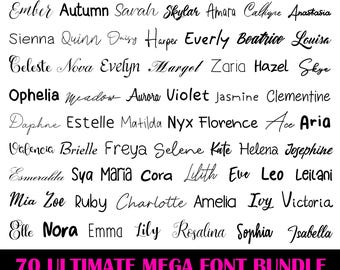 70 Ultimate Mega Font Bundle - Font Bundle TTF, SVG, Heart font, Cricut, Canva Font, Script Font, Procreate Fonts, Crafting font - Digital