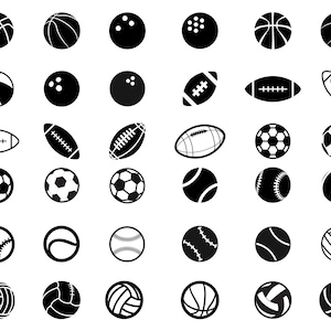 Sports Balls SVG Bundle, Sports Ball Clipart, Baseball Svg, Football Svg, Soccer ball Svg, Tennis Ball Svg, Bowling Ball Svg, Volley Ball