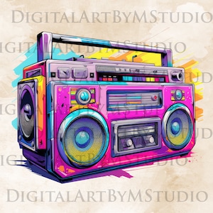 Boombox PNG, Clipart des années 80, Hip Hop, Boom Box Clipart, Retro PNG, Boombox, Boombox Art, Retro Clip Art, Sublimation - Téléchargement numérique