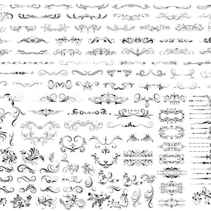 135+ Dekorative Elemente SVG, Ornamente svg, Schnörkel SVG, Wirbel SVG, Text Divider SVG, Dividers Borders SVG - Instant Download