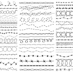 Barbed Wire Svg, Barb Wire Svg, Fence Svg, fichiers de coupe pour Cricut, Barbed Wire Vector, Barbed wire clipart, silhouette - Téléchargement instantané