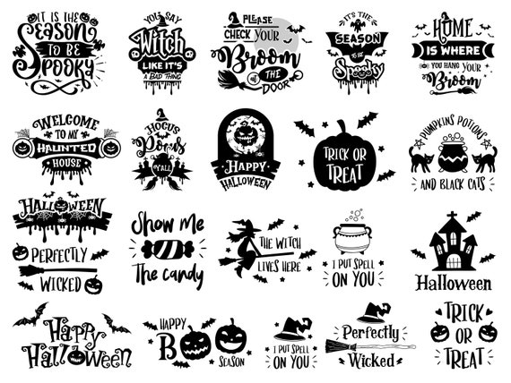 Halloween Quotes SVG Bundle, PNG - Halloween Vibes Svg, Spooky Vibes Svg, Halloween Sayings, Halloween Cut Files for Cricut, Trick or Treat