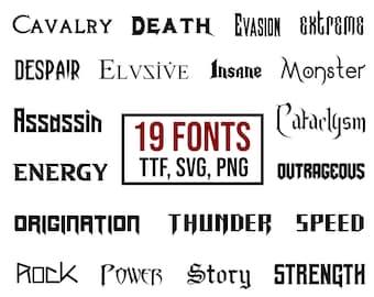 19 Modern Fonts BUNDLE TTF, SVG, Png, Letters and Numbers, Various Fonts, Cricut Fonts, Canva Fonts, Script Fonts, Handwritten, Metal, Rock