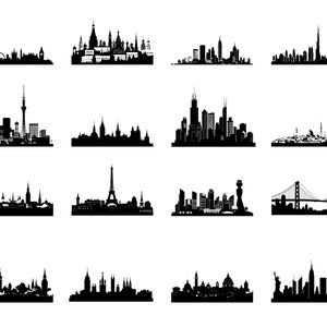 Città del mondo Skyline SVG, PNG - New York Skyline Svg, Singapore Skyline Svg, Chicago Skyline Svg, Skyline di San Francisco, Dubai Svg, Cricut