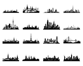World Cities Skyline SVG, PNG - New York Skyline Svg, Singapore Skyline Svg, Chicago Skyline Svg, San Francisco Skyline, Dubai Svg, Cricut