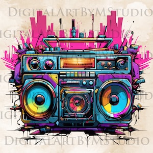 Boombox PNG, Clipart des années 80, Hip Hop, Boom Box Clipart, Retro PNG, Boombox, Boombox Art, Retro Clip Art, Sublimation - Téléchargement numérique