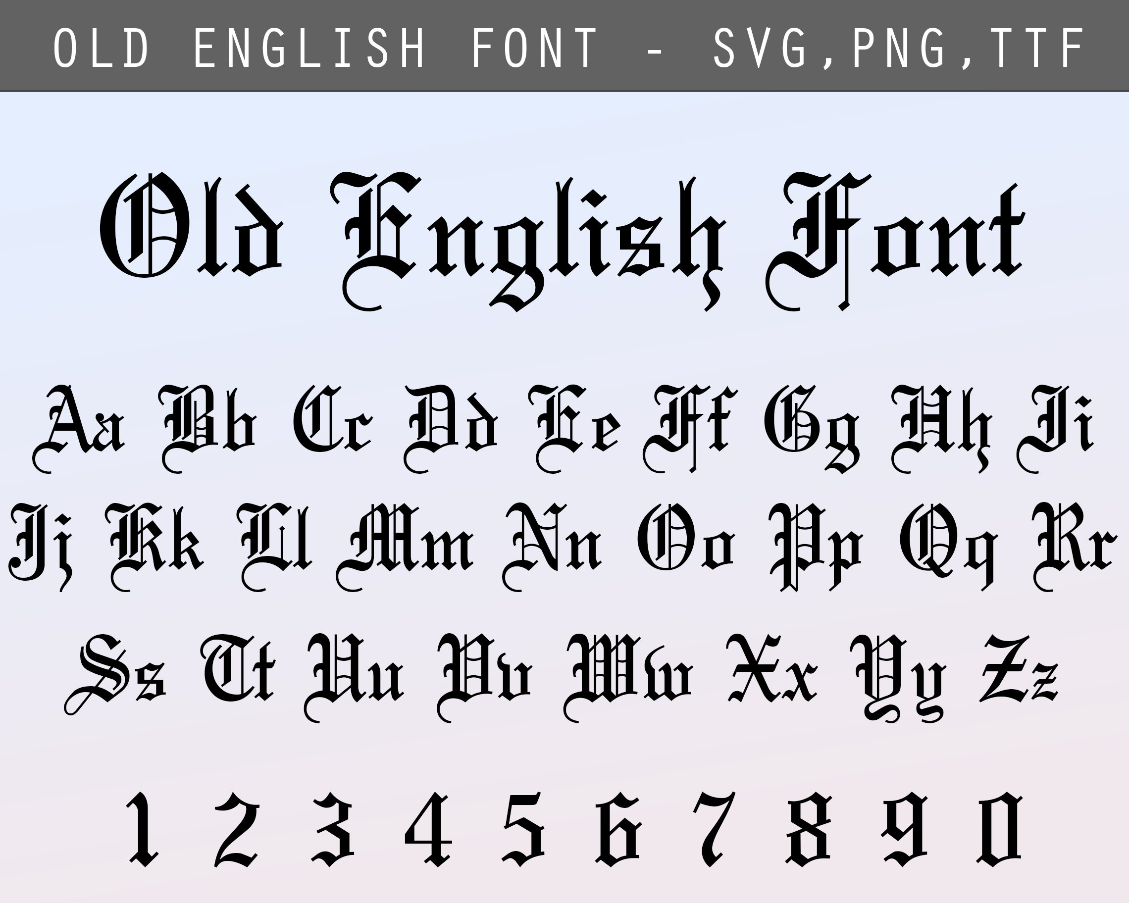Old English Font Numbers 1