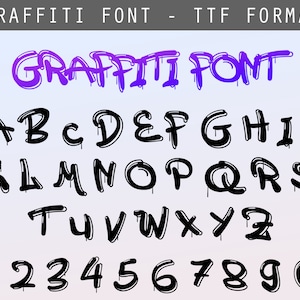 Graffiti Font, Urban Font - Font Bundle TTF - Alphabet Letters & Numbers Cricut Fonts - Digital Download