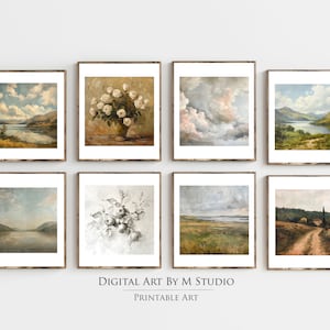 Vintage Gallery SET Printable - Square Sized, European Gallery Art, Neutral Tones, Sketches, Botanical Prints - GA1 - Digital Download