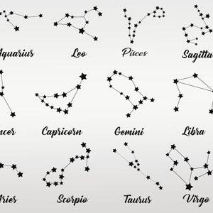 Constellation SVG Bundle, Zodiac Constellations Svg, Png, Horoscope Svg, cut file for Cricut, Silhouette, Cameo, Vector, Decal