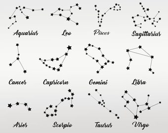 Constellation SVG Bundle, Zodiac Constellations Svg, Png, Horoscope Svg, cut file for Cricut, Silhouette, Cameo, Vector, Decal