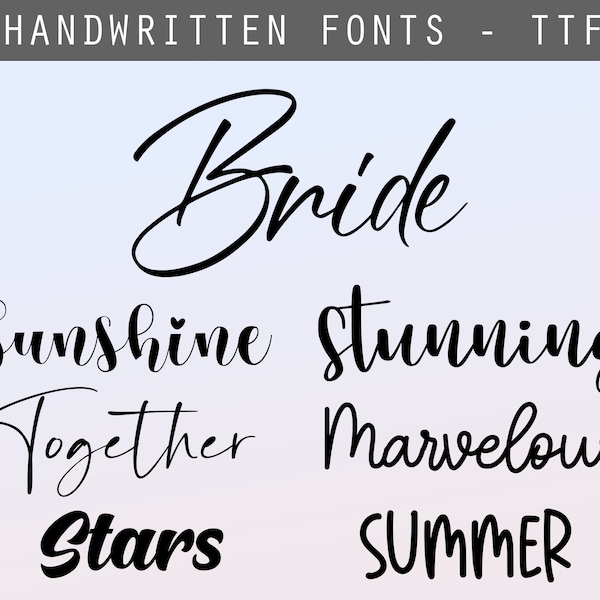 Handwritten Font Bundle TTF, Cursive Fonts, Wedding Fonts, Cricut Fonts, Procreate Fonts, Canva Fonts, Craft Fonts