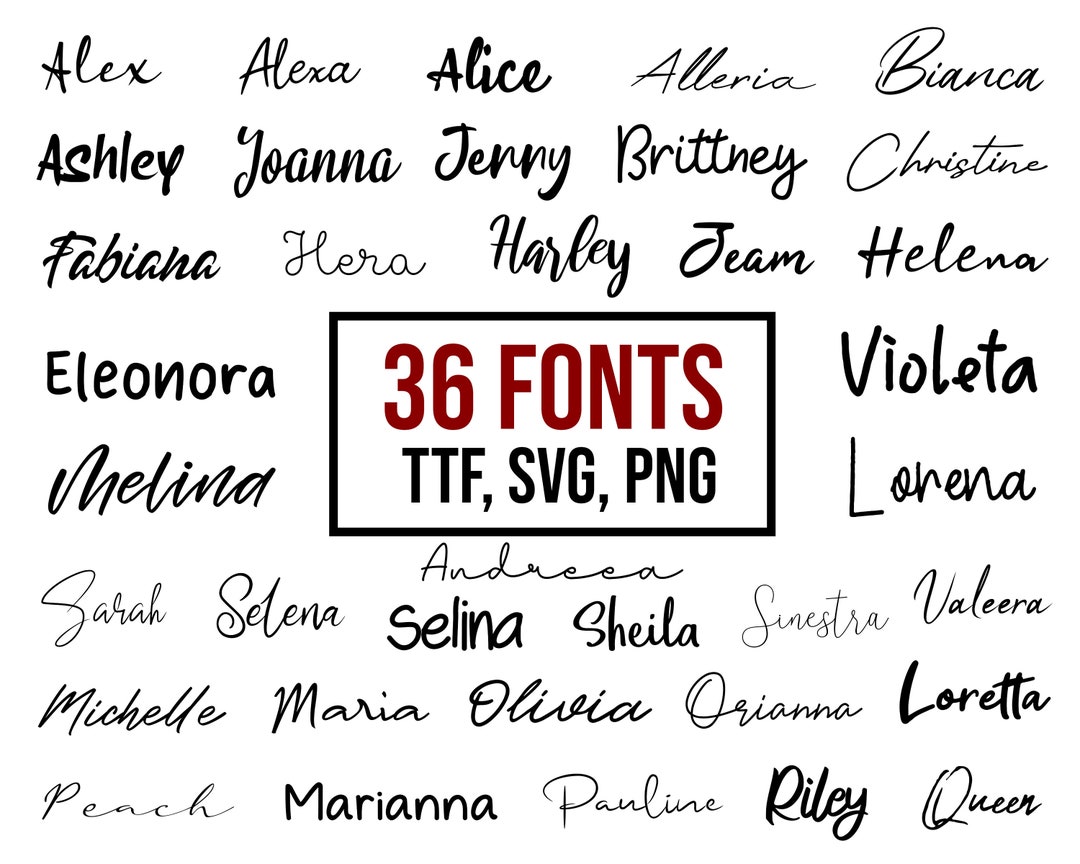 36 Handwritten Font BUNDLE TTF SVG Png Letters and Numbers - Etsy