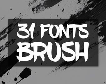 31 Brush Font BUNDLE TTF, SVG, Png, Brush Fonts, Letters and Numbers, Distressed Font, Cricut Fonts, Canva Fonts, Script Fonts, Handwritten