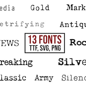 13 Typewriter Font BUNDLE TTF, SVG, Png, Letters and Numbers, Typewriter Alphabet, Retro Font, Vintage Font Bundle