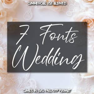 Paquete de 7 fuentes manuscritas en formatos OTF, SVG y PNG: fuentes cursivas, fuentes para novias, fuentes para bodas, fuentes para Cricut, fuentes para Procreate, fuentes para Canva y fuentes para manualidades.