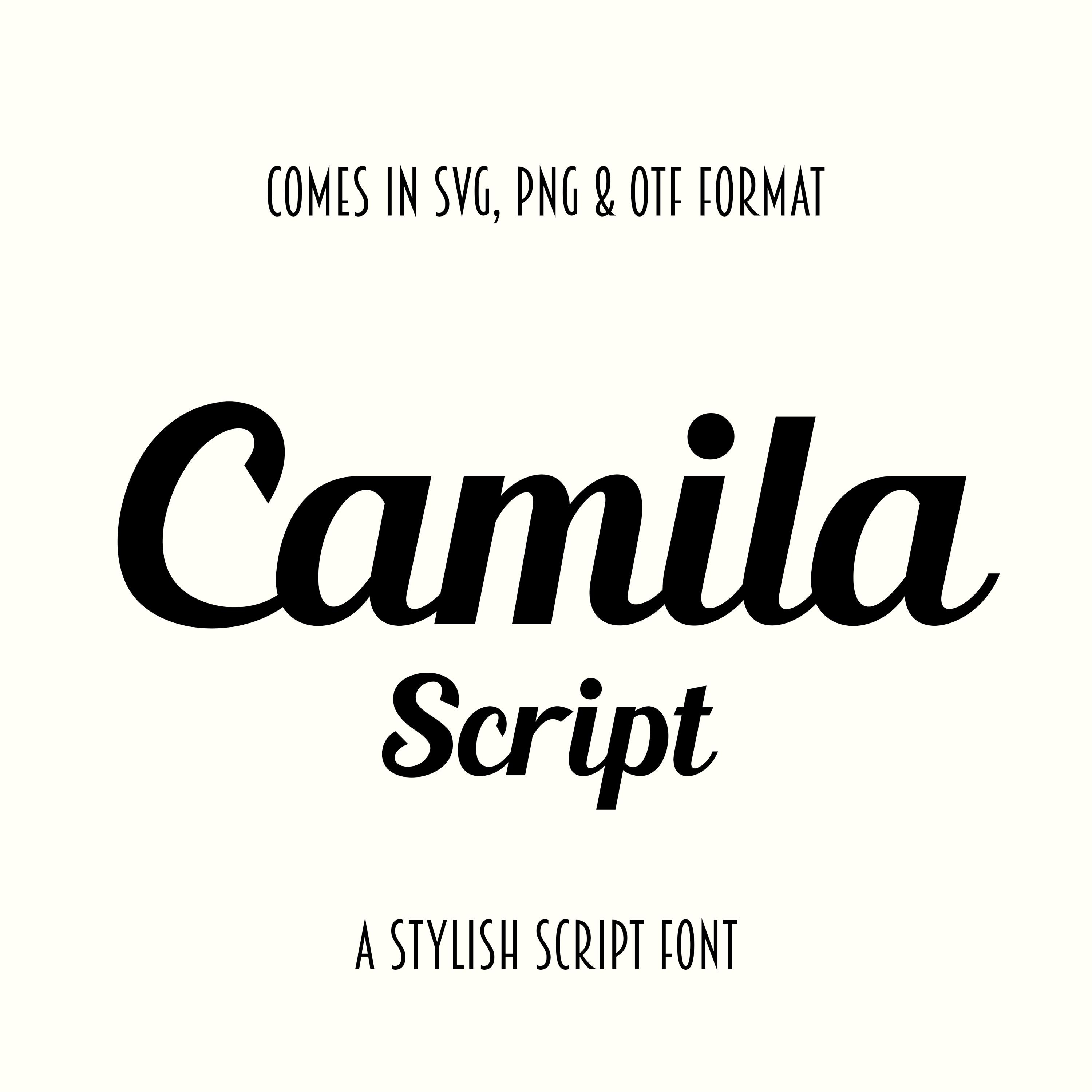 Camila Stylish Script Font - SVG, PNG, Otf, Ttf - Cursive Font ...