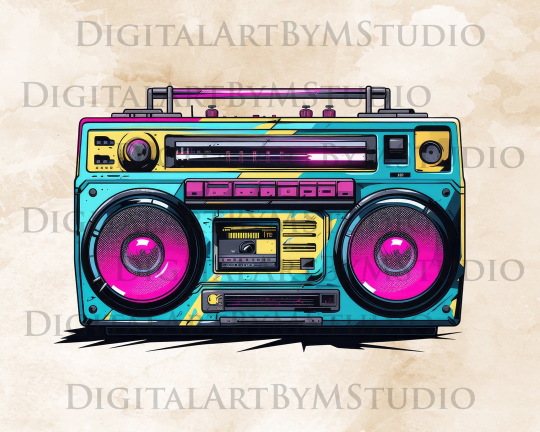 Boombox PNG, 80s Clipart, Hip Hop, Boom Box Clipart, Retro PNG, Boombox
