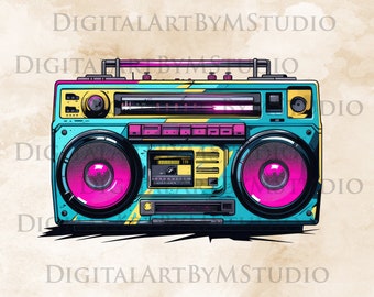 80's Boombox Sublimation Graphic Design/image/clip Art/background