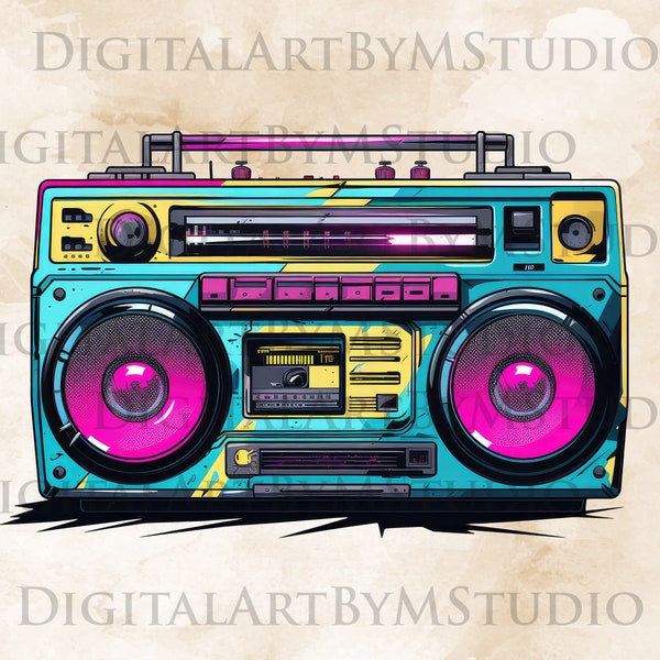 Boombox PNG, Clipart des années 80, Hip Hop, Boom Box Clipart, Retro PNG, Boombox, Boombox Art, Retro Clip Art, Sublimation - Téléchargement numérique