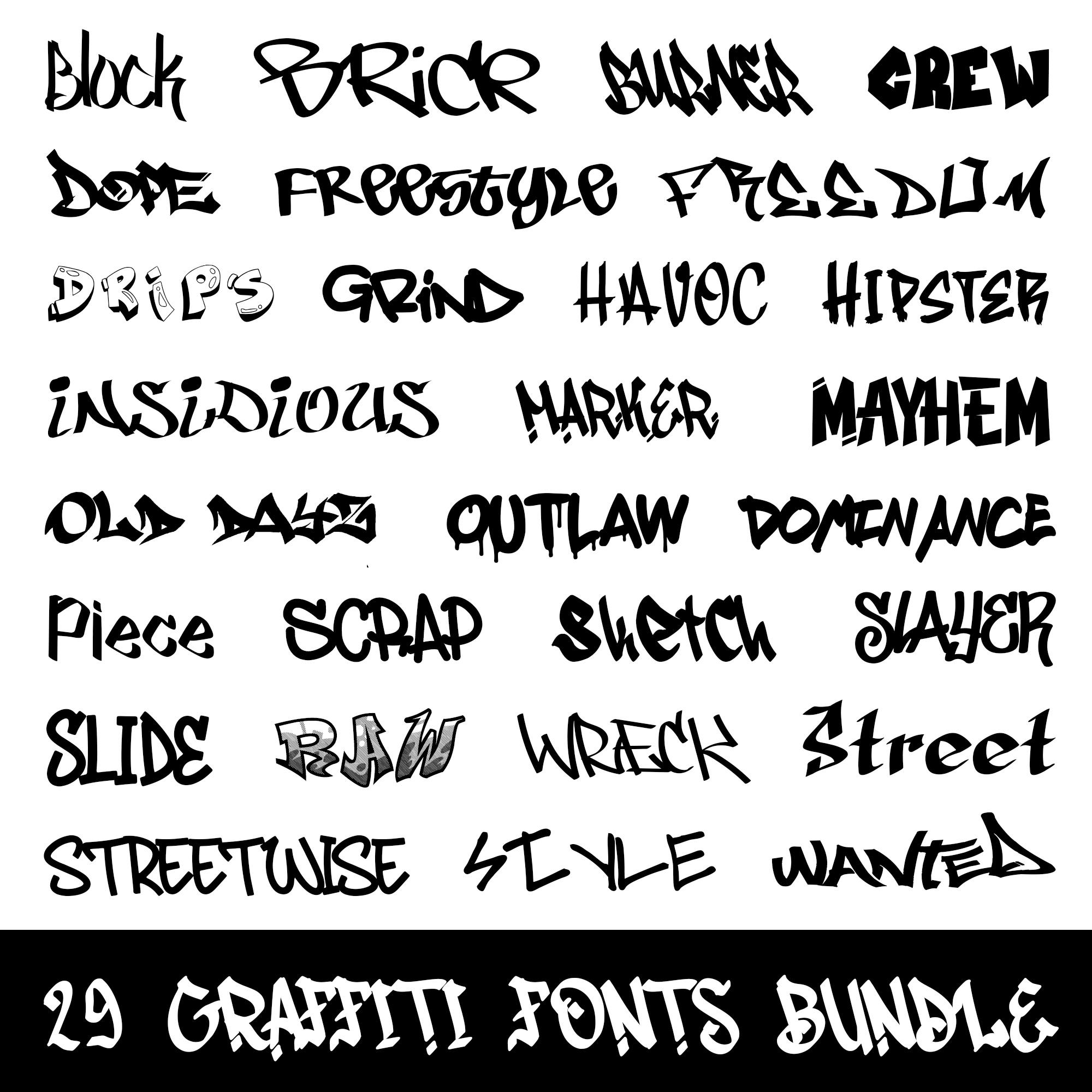 29 Graffiti Fonts Mega Bundle - Urban Fonts - Font Bundle #3 SVG
